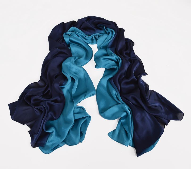 [BYSIFA] Long Satin Silk Scarf Winter Ladies Gradient Green Scarf Shawl Top Grade Brand Scarves Simple Plain Head Scarf 180*90cm