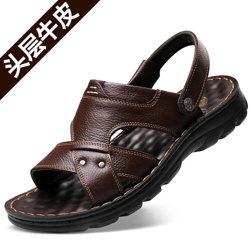 

Модные мужские сандалии 2024 года, летнее новое поступление, натуральная кожа, повседневные модные спортивные сандалии, мягкие мужские сандалии для прогулок на открытом воздухе, пляжные сандалии yui8 8.5