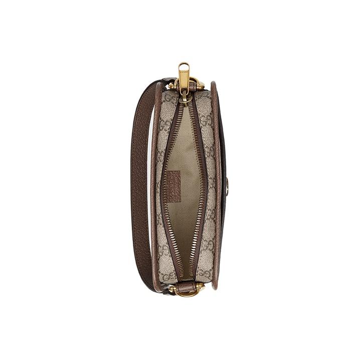 Gucci Ophidia Logo Stripe Web Canvas And Leather Small Tote Crossbody Bag Women Bags Ebony Brown 598130-96IWT-8745