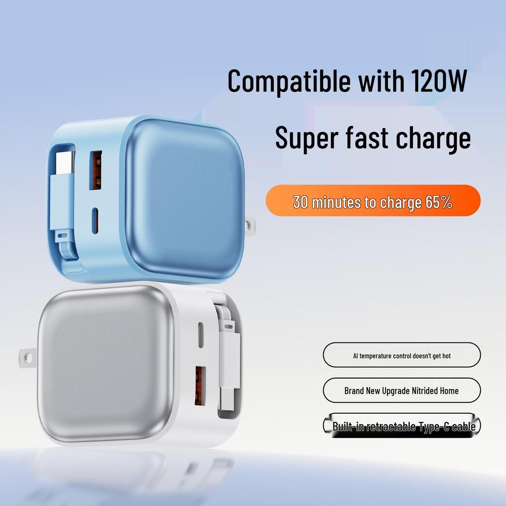 120W GaN Charger with AI Temperature Control, Triple-Port Fast Charging for Huawei & Apple Devices