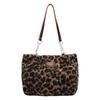 Furry Retro Big Bag Women's 2025 New Fashion Plush Leopard Print Tote Bag Autumn Large-capacity Shoulder Bag
