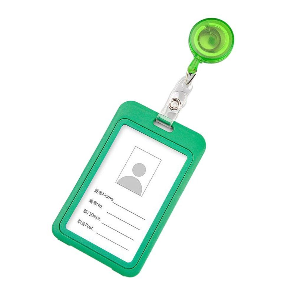 

Solid Card Cover Sleeve with Clip Plastic Bus Card Cover Case Business green-B