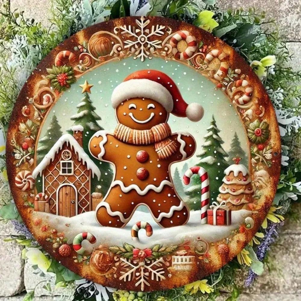 Vintage Iron Gingerbread Man Sign, 8 Inch Metal Wall Plaque for Christmas Halloween Home Decor, Farmhouse Cafe Bar Ornament
