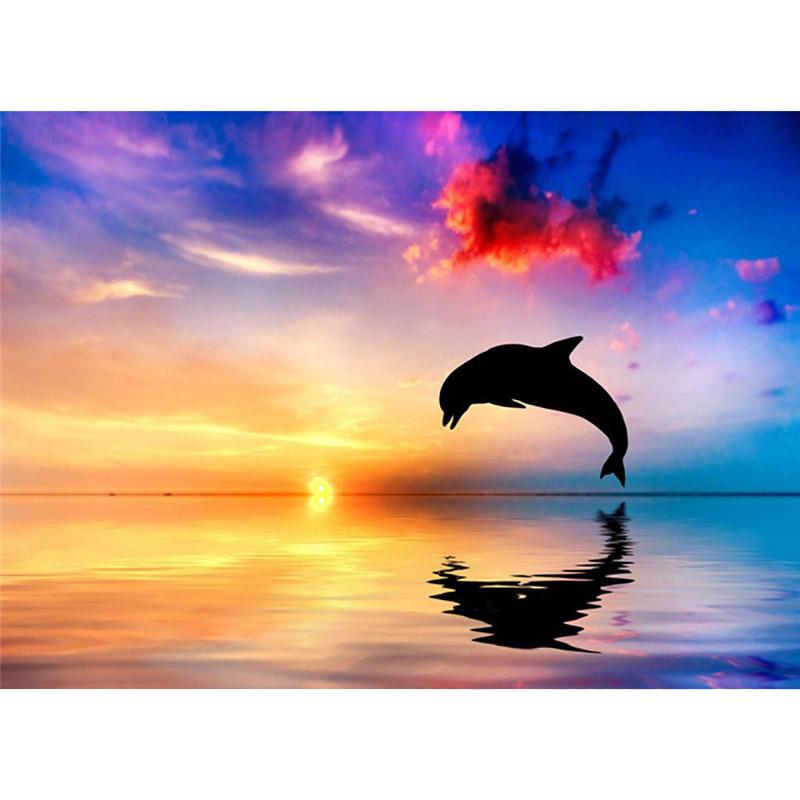5D Diamond Painting Dolphin Full Round Diamond Embroidery Animals Pictures Of Rhinestones Mosaic Cross Stitch Home Decor