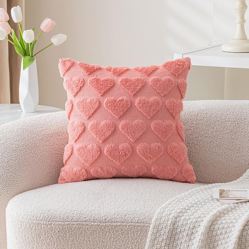 Valentinstag Liebeskissenbezug Dreidimensionales Plüschkissen Kissenkissen Kaninchenhaar Lendenkissen Festliche Wohnzimmerdekoration