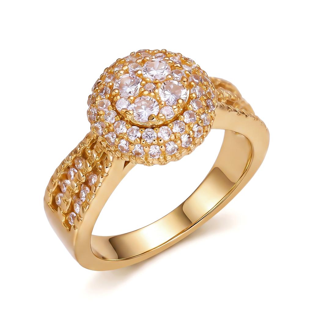 Fashion Inlaid Sparkly Cubic Zircon Round Rings For Women Luxury Full Rhinestone Geometric Finger Ring Party Jewelry Gift