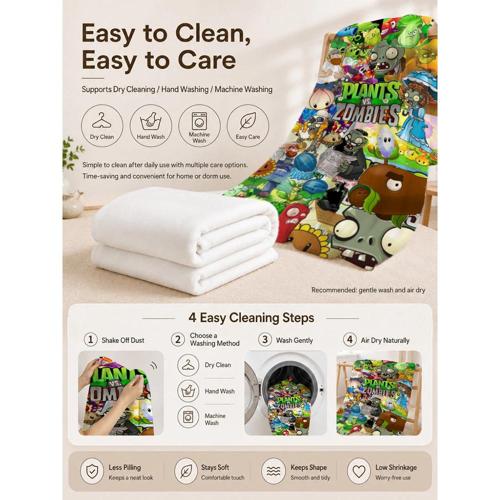 Plants Vs Zombies Game Blanket Sofa Blanket Home Decor Air Conditioning Blanket Nap Blanket Machine Washable