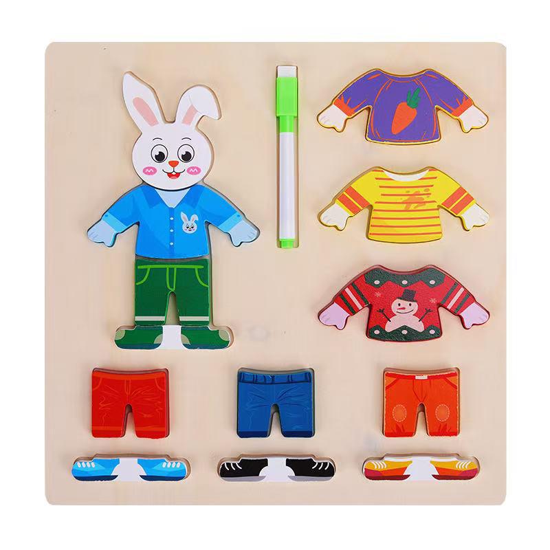 3D Animal Dress-Up Puzzle Blocks: Educational Wooden Toy for Boys & Girls