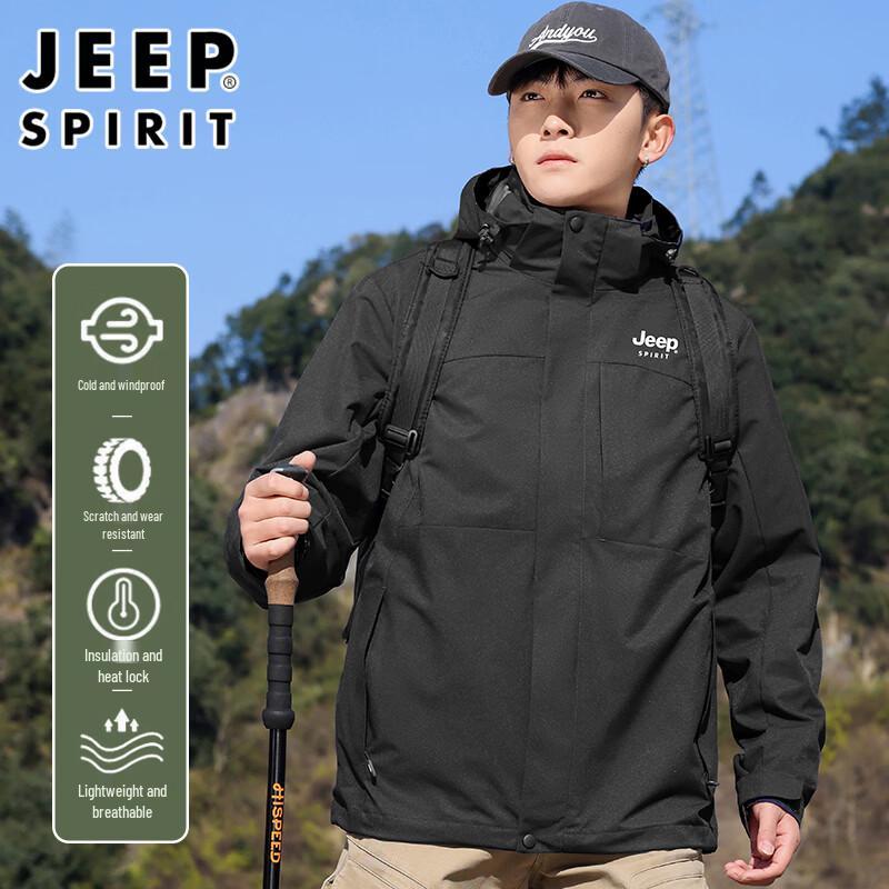 JEEP SPIRIT Unisex 3-in-1 Outdoor Hooded Jacket
