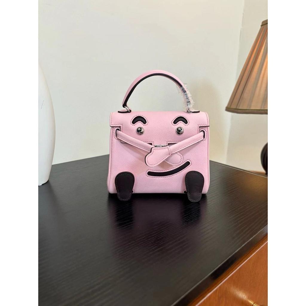 Borsa a faccina sorridente nuova per la primavera e l'estate 2025 borsa Kelli mini in pelle bovina di primo strato di alta gamma borsa a tracolla carina da millenial