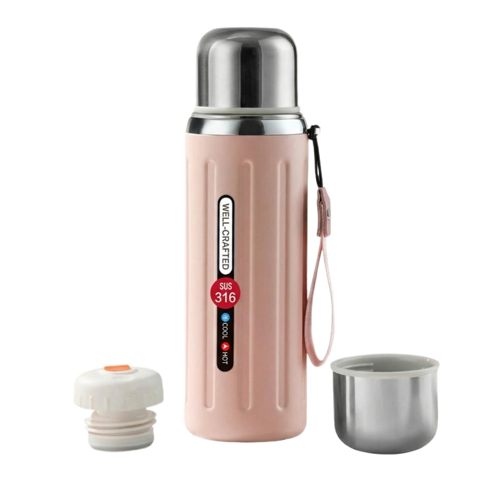 

Creative Roman Column Stainless Steel Vacuum Insulated Tea Cup with Tea Separation Compartment Portable Travel Sports Water Bottle 800ml one size розовый