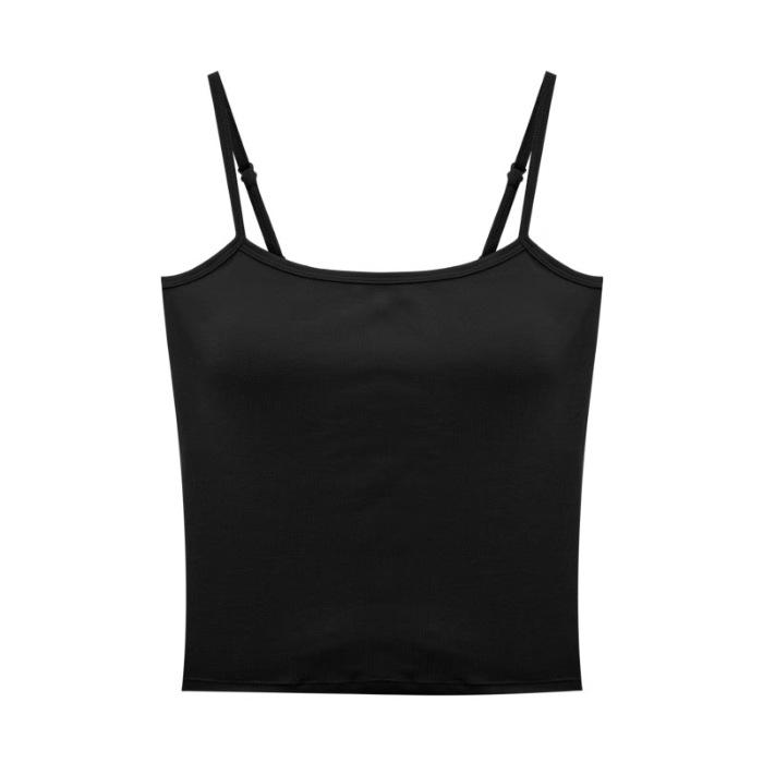 Sexy Spice Girl with Chest Pad Suspender Vest Women's Summer Belly Navel Slim Skinny Short Square Neck Top