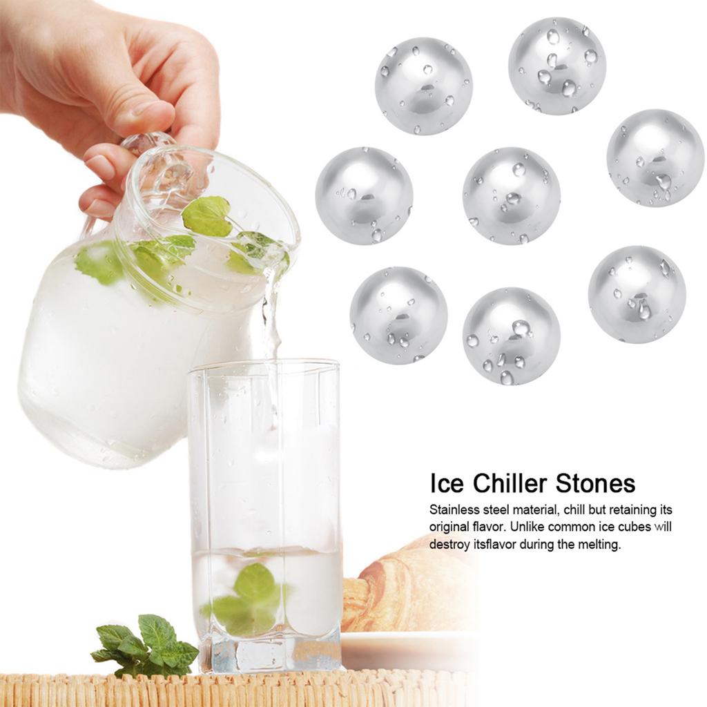 Stainless Steel Ice Spheres Chills Wine Whiskey Drink Chiller Stones Rocks with Tong