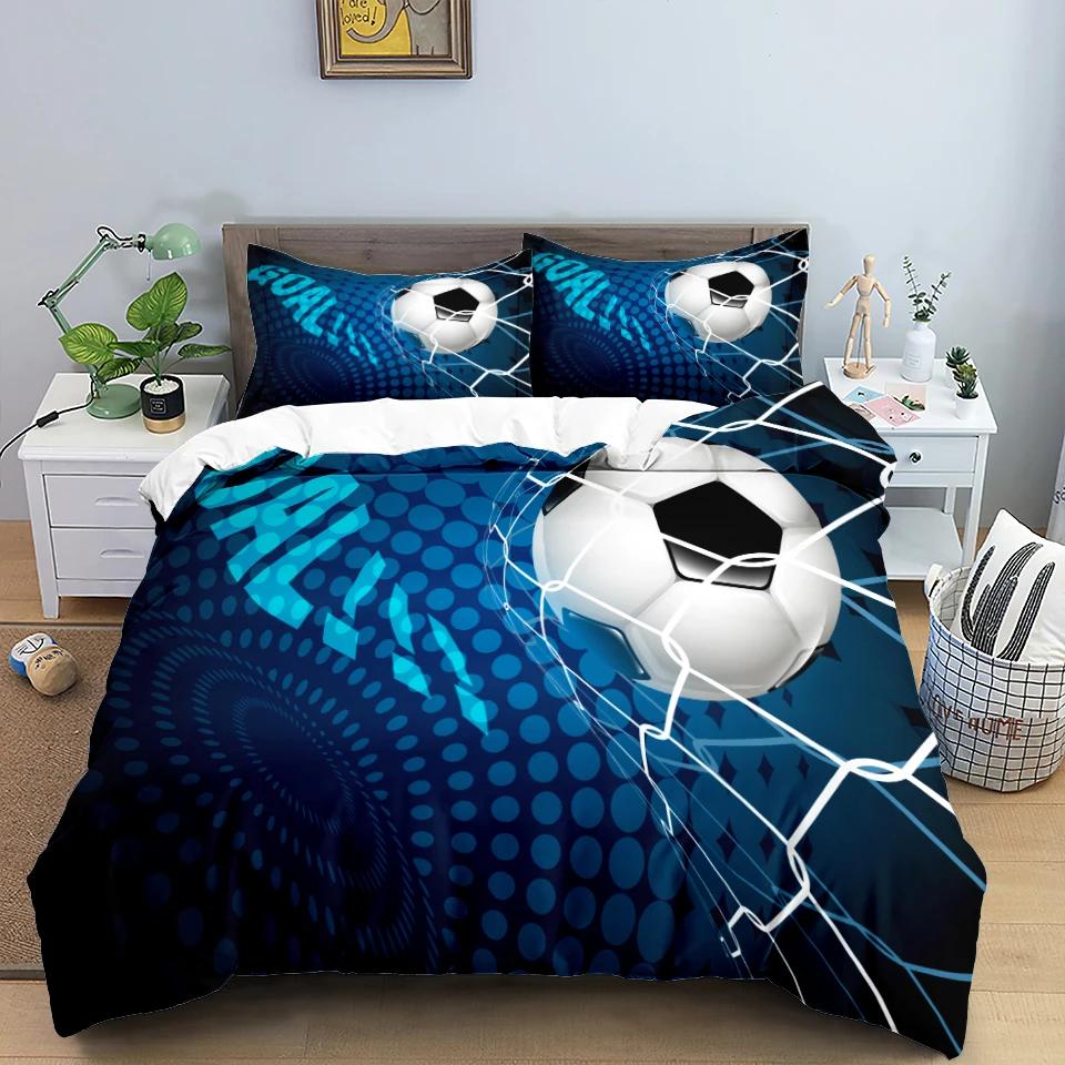 Football Bedding Set 3D Soccer Child Duvet Cover Single Double Sports Boy Home Textile Comforter Nordic Covers For Bed King Full