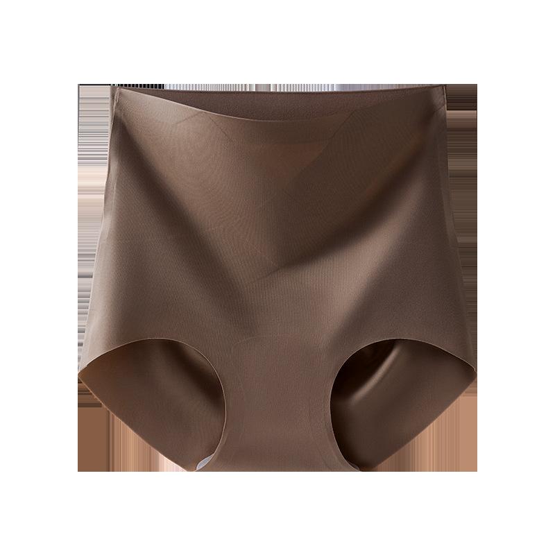 

Женское нижнее белье большого размера на весну и осень с высокой талией, без следов, с расширением в области живота и ластовицей M шоколадный