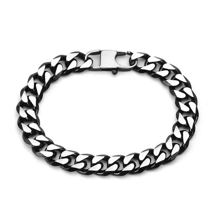 Men's Exquisite Trendy Matte Cuban Chain Bracelet with Stainless and Titanium Steel Cowboy Buckle