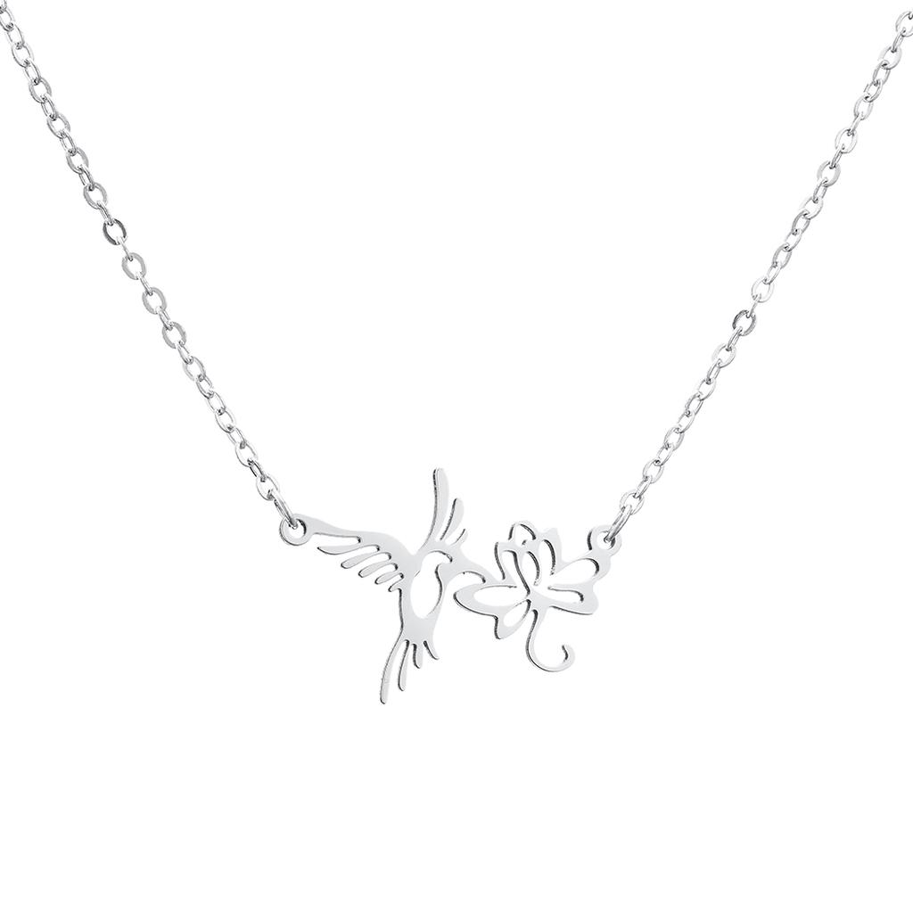 Kinitial Animal Swallow Birds Necklace Stainless Steel Hummingbird Necklaces & Pendants Clavicle Chain Necklace collare Jewelry