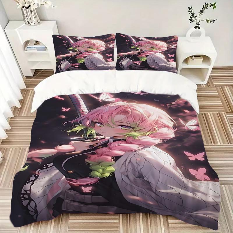 3pcs Demon Slayer Home Decor Bedding Set-Universal Three-Piece Suit for Bedroom, Guest Room, Living Room, Hotel-Perfect Gift for Fans, Trave