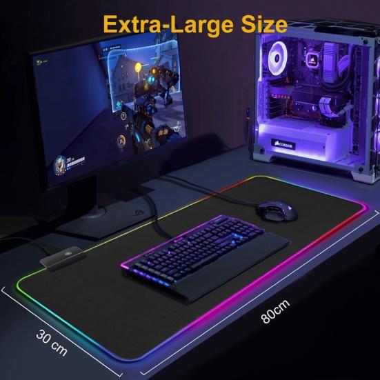 LED Luminous Colorful Gaming Mouse Pad Lights RGB Keyboard Mat for Computers