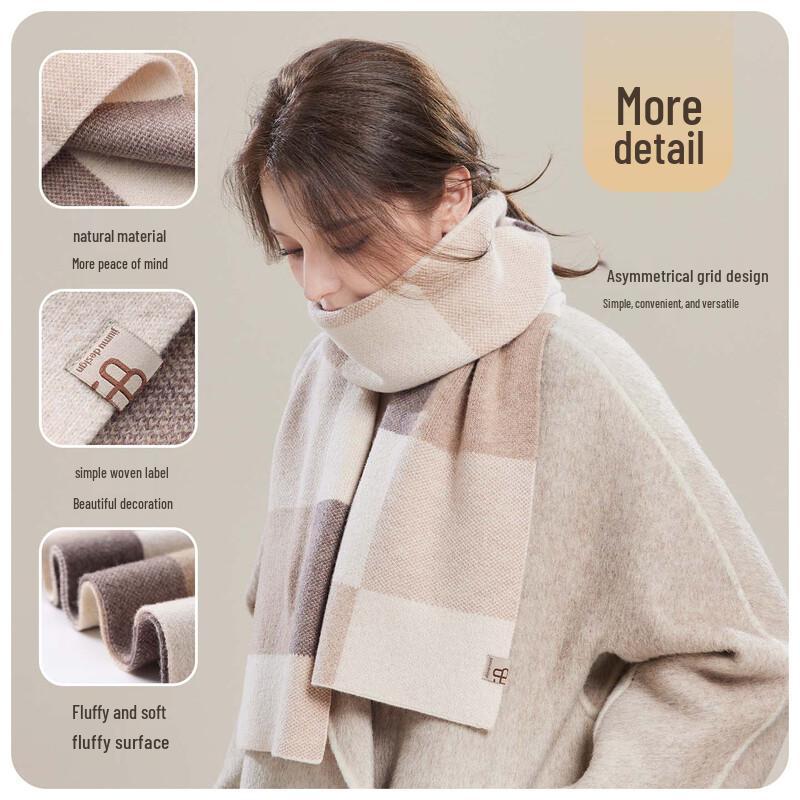 JIUMU Women's Pure Wool Winter Scarf