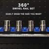 ABS Socket Organizer 360° Swivel 1/4Inch 3/8Inch 1/2Inch Premium Quality Socket Clip Rail Holder Socket Organizer Tools Blue