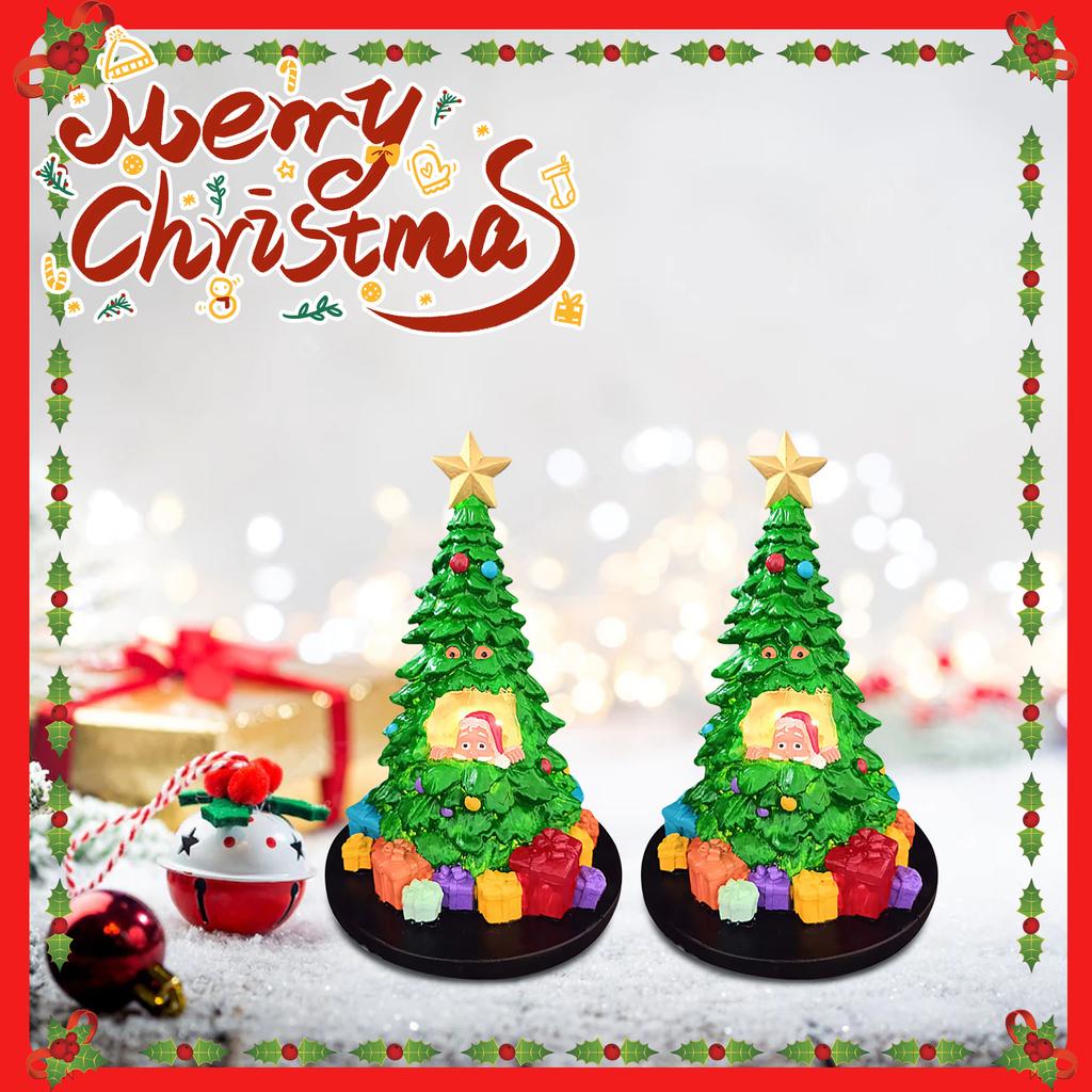 Christmas Tree Decoration Unique LED Lights Music Box Luminous Village House Desktop Ornament for Home Office New Year Gift