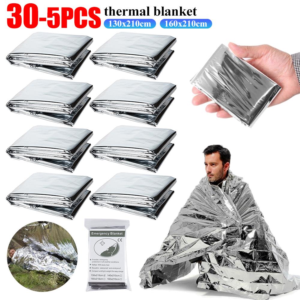 1-30PCS Emergency Blanket Outdoor Survive First Aid Military Rescue Kit Windproof Waterproof Foil Thermal Blanket for Camping