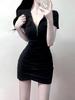 Dress Knit Fabric Slim Fit Short Sleeve Polo Neck Retro Style For Summer Fashion