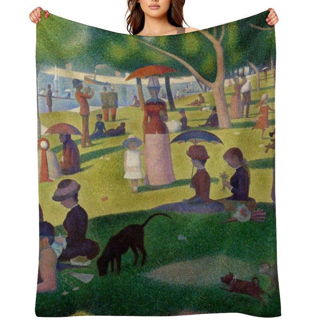 A Sunday Afternoon on the Island of La Grande Jatte by Georges Pierre Seurat Throw Blanket Beach Retros Picnic Blankets