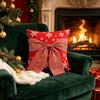 Decorative Cushion Cases for Sofa Christmas Throw Pillow Cover, Holiday Cover with 3D Bow, Covers Seasonal Farmhouse Case Living Room Couch