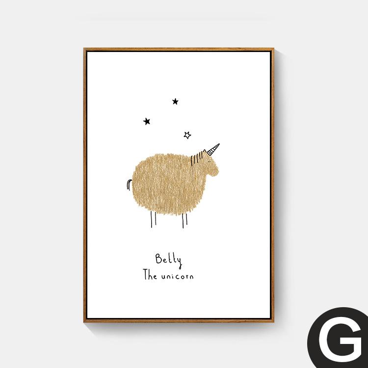 Scandinavian Decorative Living Room Unicorn Weird Lama Fluffy Fox Flamingo Kids Room Fresh Cartoon Art House Poster