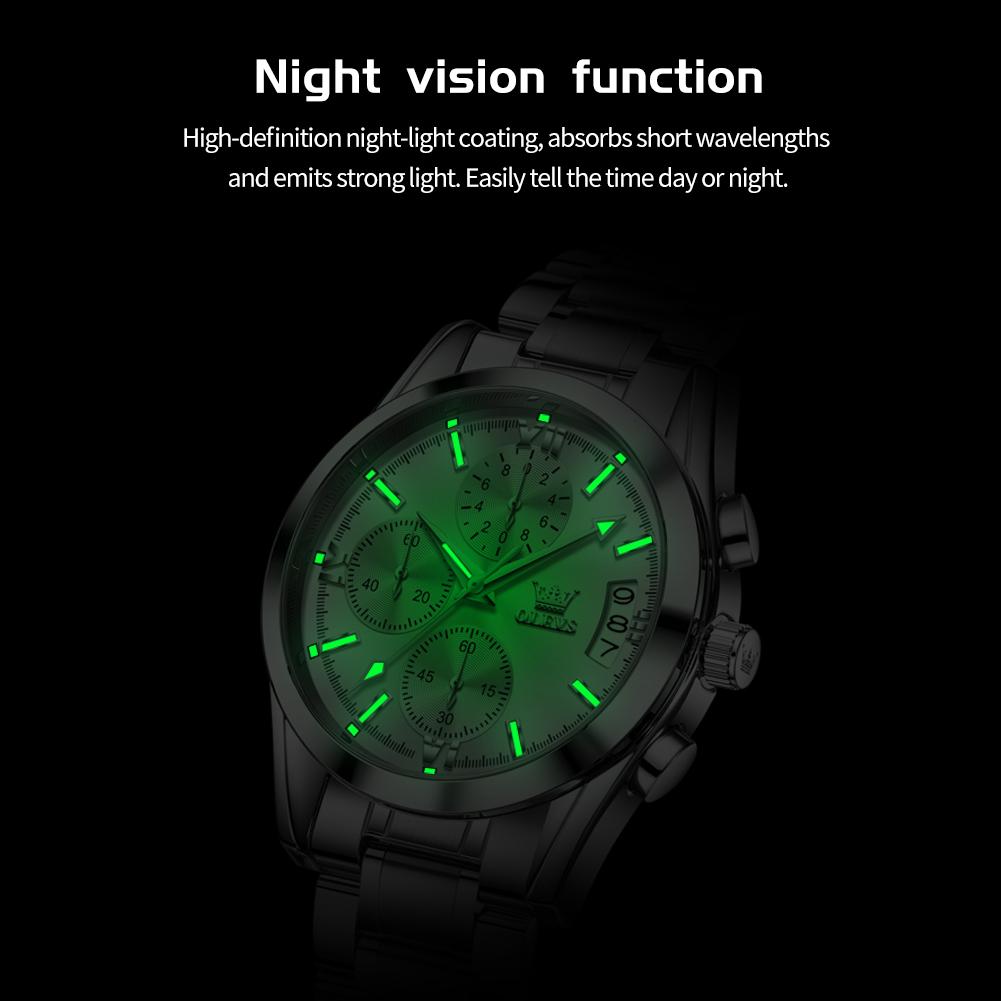 OLEVS 2987 Watches For Man Multifunctional Chronograph Quartz Watch Waterproof Luminous Watches Original Business Brand Reloj