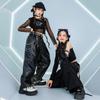 Completo da ballo jazz da ragazza: Top Corto a Maniche Lunghe in Rete con Bretelle, Costume da Esibizione Streetwear e da Passerella