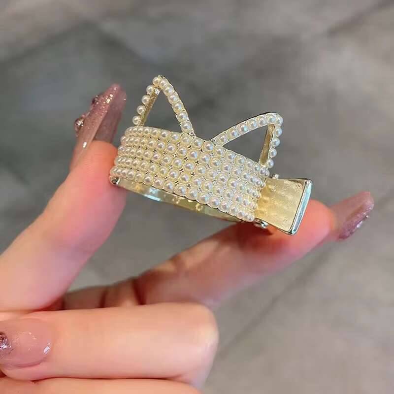 New Rhinestone Pearl Crab Hair Clip Women Fixed Ponytail Hairpin Holder Barrettes Y2k Girls Hair Accessories Claw Clip