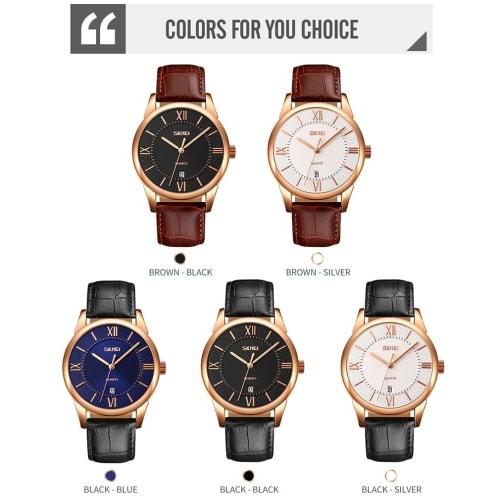 Men's Watch, Simple and Stylish, Classic Brown Leather Strap, Waterproof, Business Analog, White, Perfect Gift for High School Students