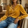 Slim Fit Top Fall Winter Women Velvet Shirt, Regular Button Down Long Sleeve Solid Color Blouse Top, Soft Lapel Collar for Lady