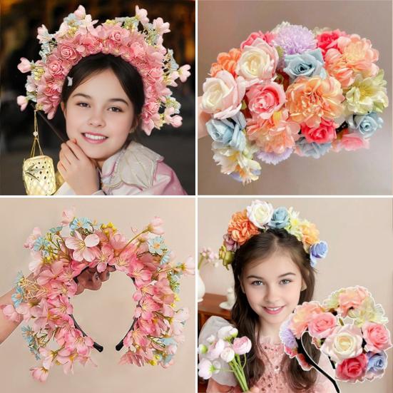 Rutschfestes Blumen-Stirnband für Mädchen, Bequeme, Flexible Haar-Accessoires mit Kunstblumen, Traditionelle Nationale Haarnadel für Hanfu-Party