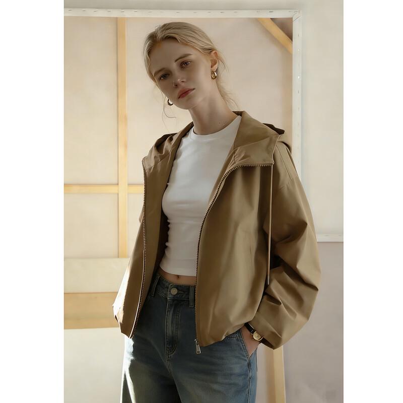 

Demana 3-Proof Tech Hooded Pleated Short Jacket S