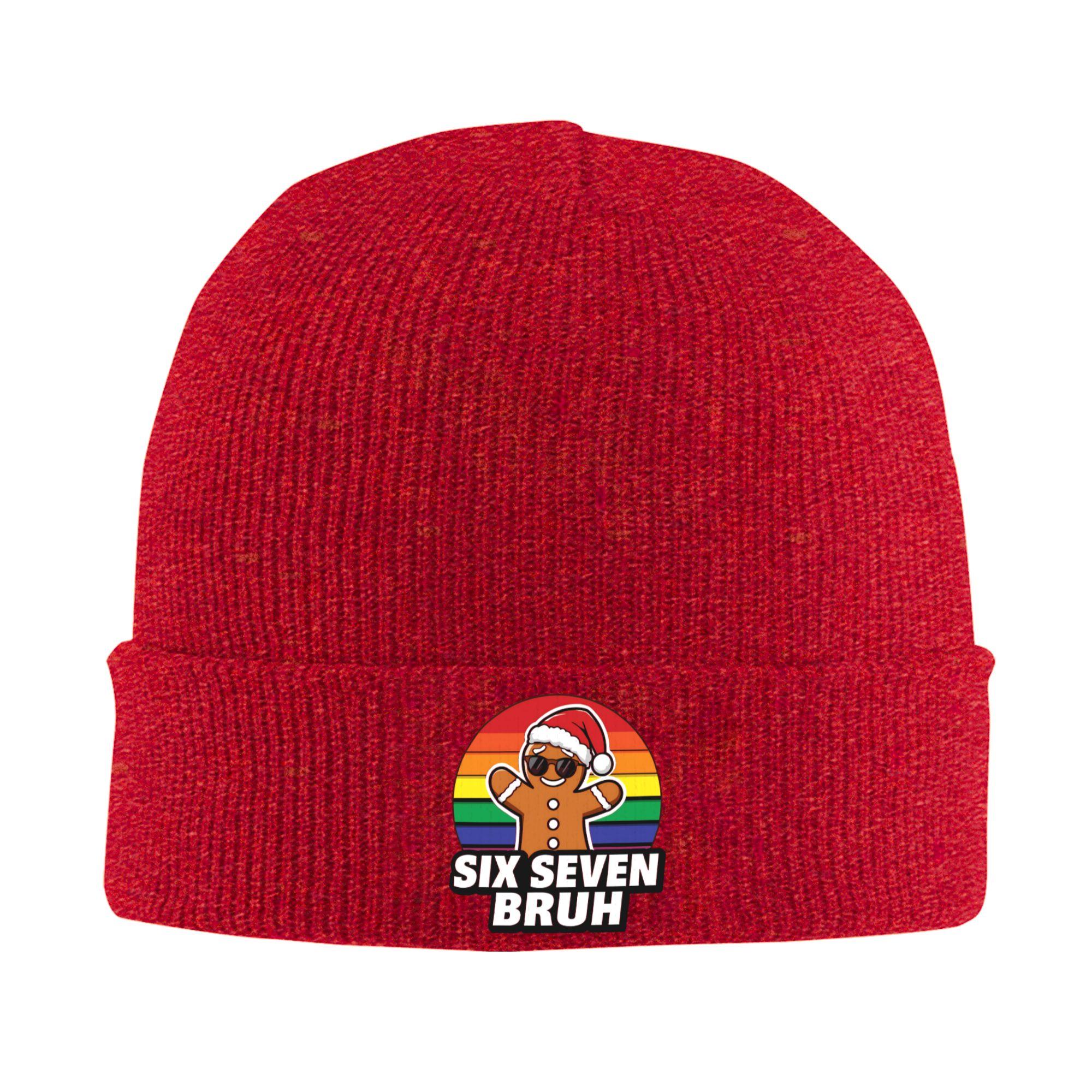 

67 Six Seven Christmas Bruh Knitted Hat Vintage Caps Men Women Outdoor Beanie Hats Autumn Winter Pattern Head Wrap Bonnet Hats One Size