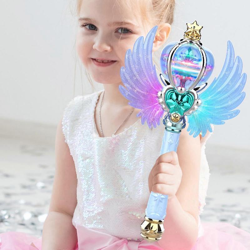 Rotating LED Snowflake Wand for Kids Light Up Magic Princess Toy Perfect for Parades & Imaginative Play with Gift Box  Pink