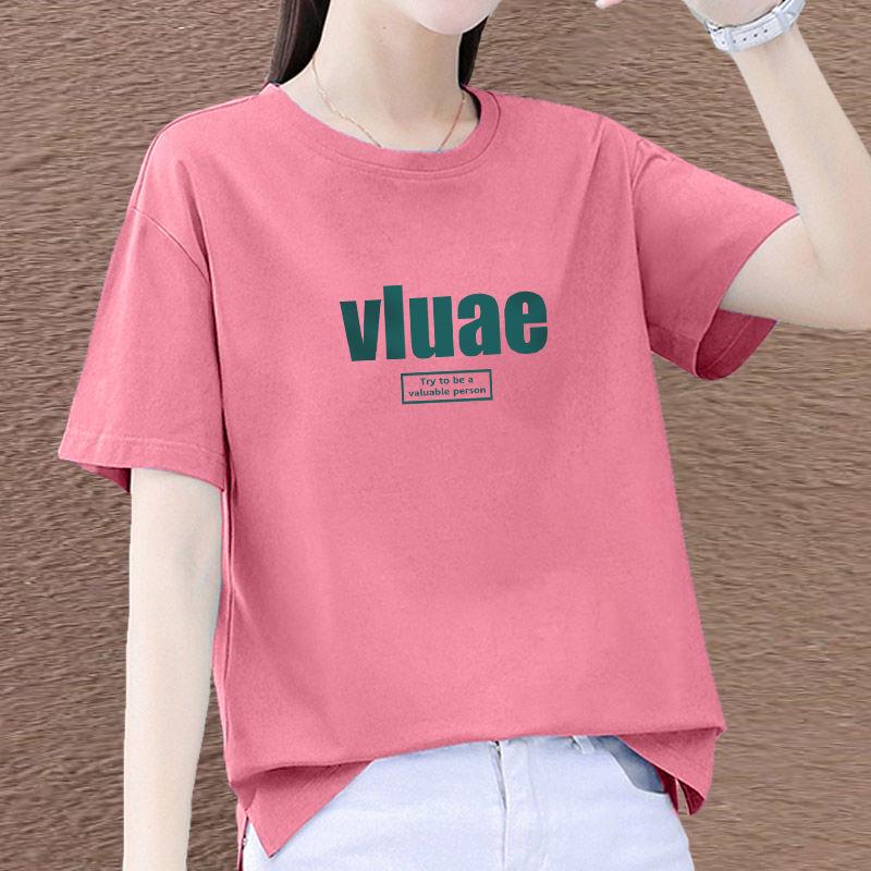 

Women s Pure Cotton Round Neck Tee - Korean Style Summer 2025 Half Sleeve Top for Middle-aged Women XL [for 105-120 lbs]