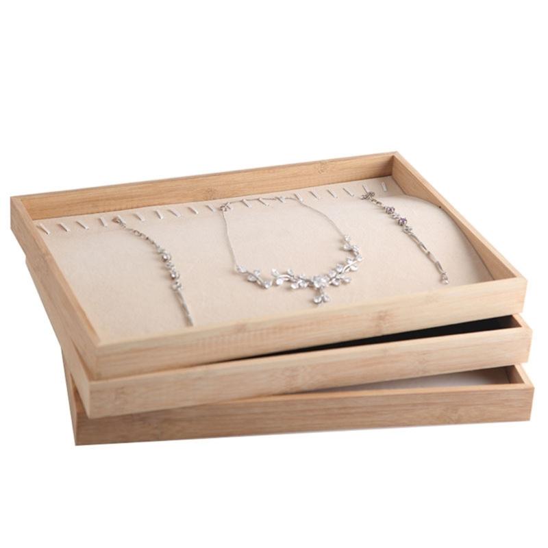 Solid Wood Jewelry Display Tray Stackable Necklace Pendant Drawer Organizer Gift