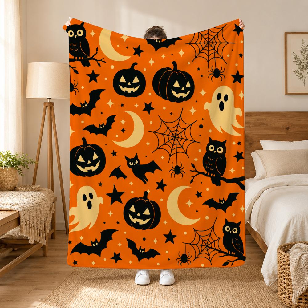 Cozy Halloween Throw 240G Flannel Blanket, Suitable For Sofas, Beds, Offices, Exquisite Gift Blankets