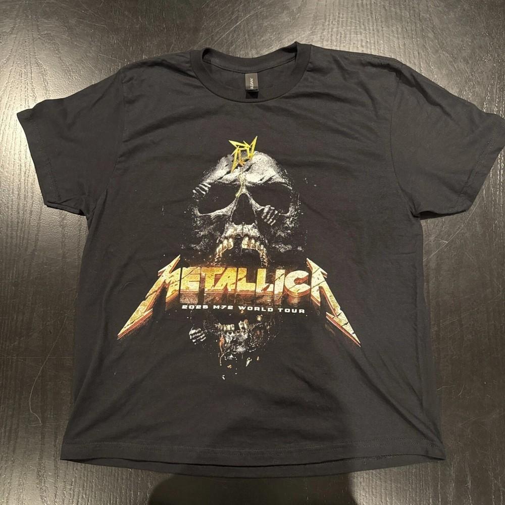 Metallica M72 World Tour 2025 Rock Band  Black Graphic S-4XL Unisex T-Shirt L