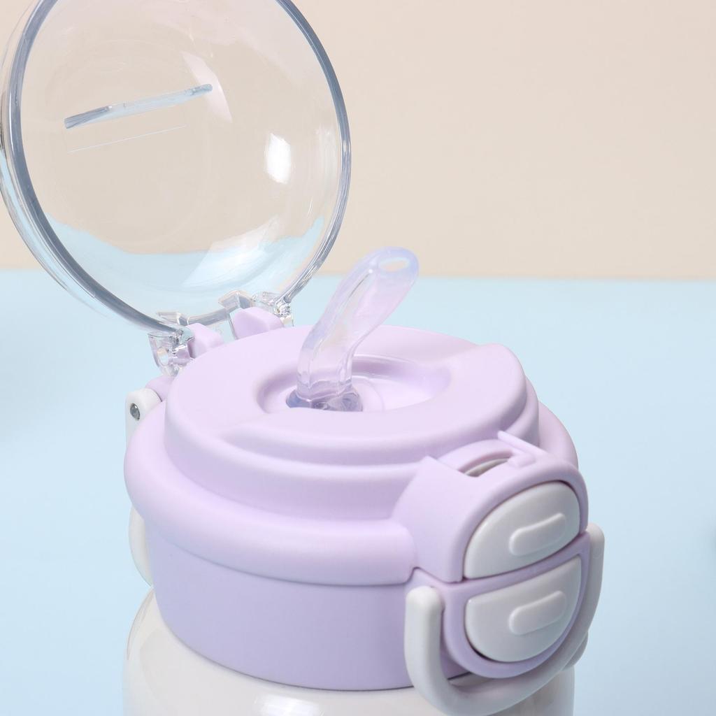 Charming Children's Insulated Pop-up Cup with Cartoon Design - Portable and Cute for Girls