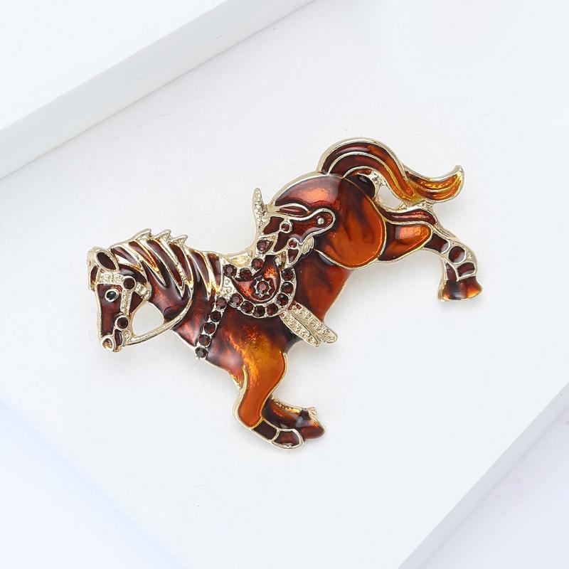4-Color Alloy Running Horse Brooch Pins Fashion Exquisite Zodiac Horse Badge Women Kid'S Clothes Backpack Brooches New Year Gift