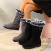 Women's Winter Boots - Slip-resistant PU Sole, Soft Plush Fabric Lining, Durable Grip - Black Cold Weather Footwear for Everyday, Fashionable Booties
