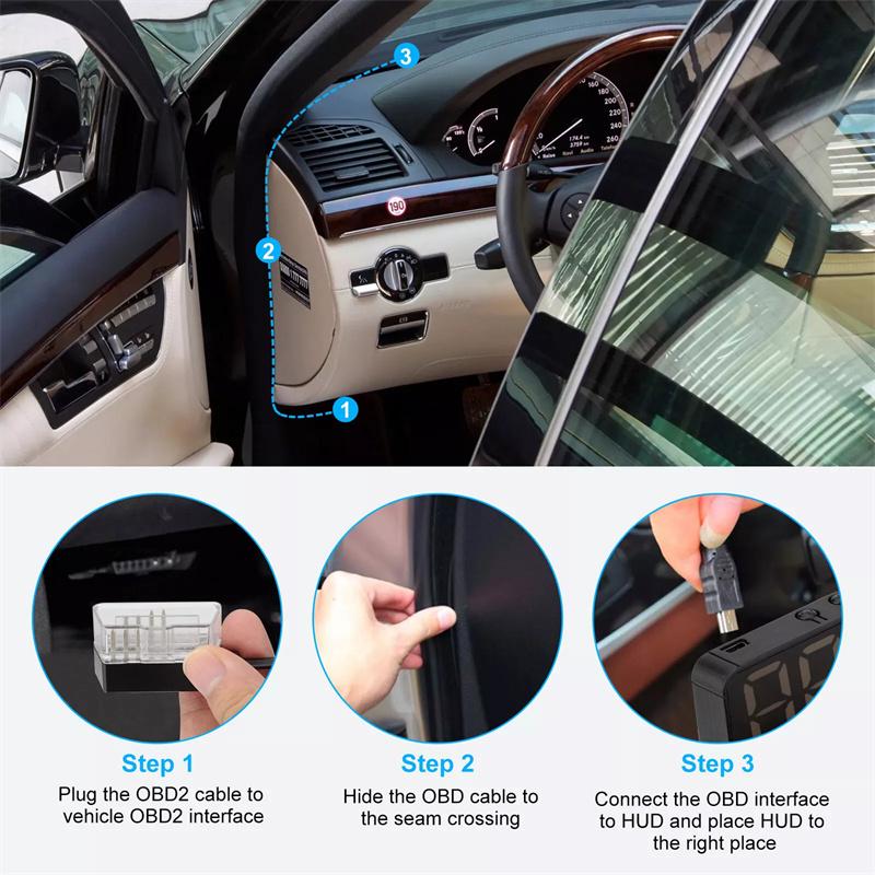 M3 Hud Head-Up Display Obd2 Trip Computer Speed Projector Obd2 Auto On-Board Computer Fuel Mileage Alarm Car Accessories