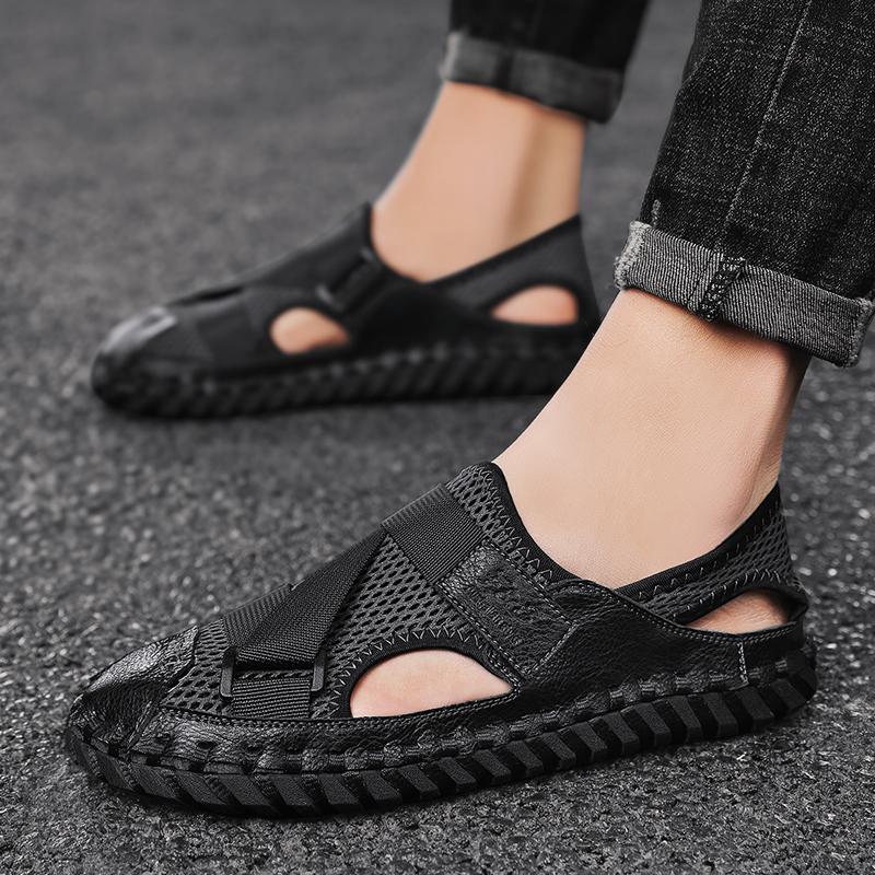 Closed Toe Outdoor Sandals for Men Summer Beach Hiking Walking Breathable Anti Slip Casual Shoes Size 38-44
