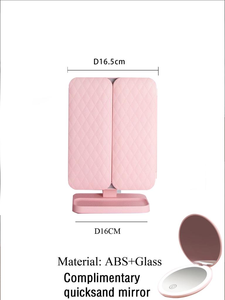 Rechargeable Cosmetic Mirror with LED Lights, 10x Magnifying Mirror, Portable Folding Travel Mirror, Double Sided, Beauty Mirror